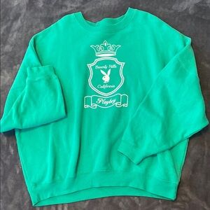 PLAYBOY Green Crewneck Sweater with Bold Graphic